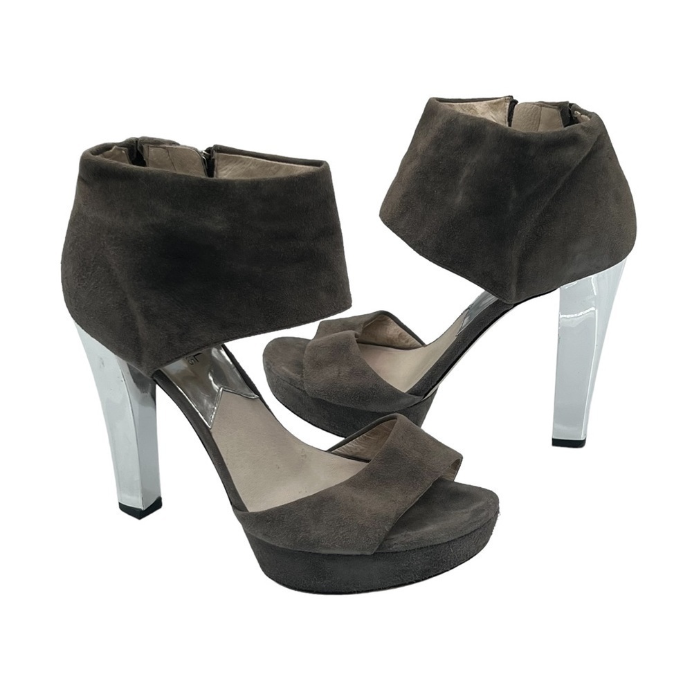 MICHAEL Michael Kors Silver Gray Suede Platform Heels Size 7 1/2 Women's